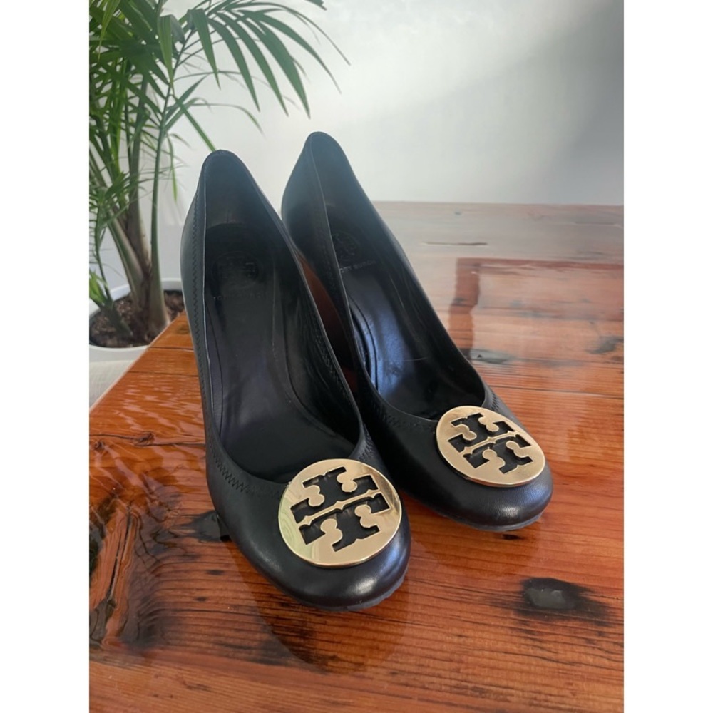 Tory Burch Black and Gold High Heel Pumps